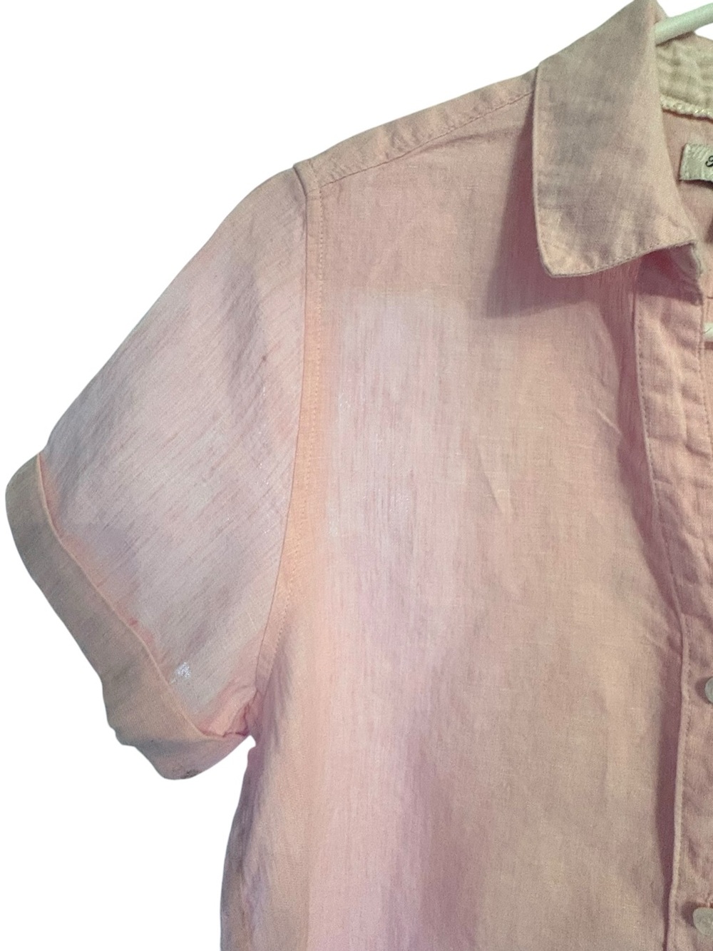 Tommy Bahama Pale Pink 100% Linen Short Sleeve Resort Wear Button Up Shirt sz XS - Picture 6 of 8
